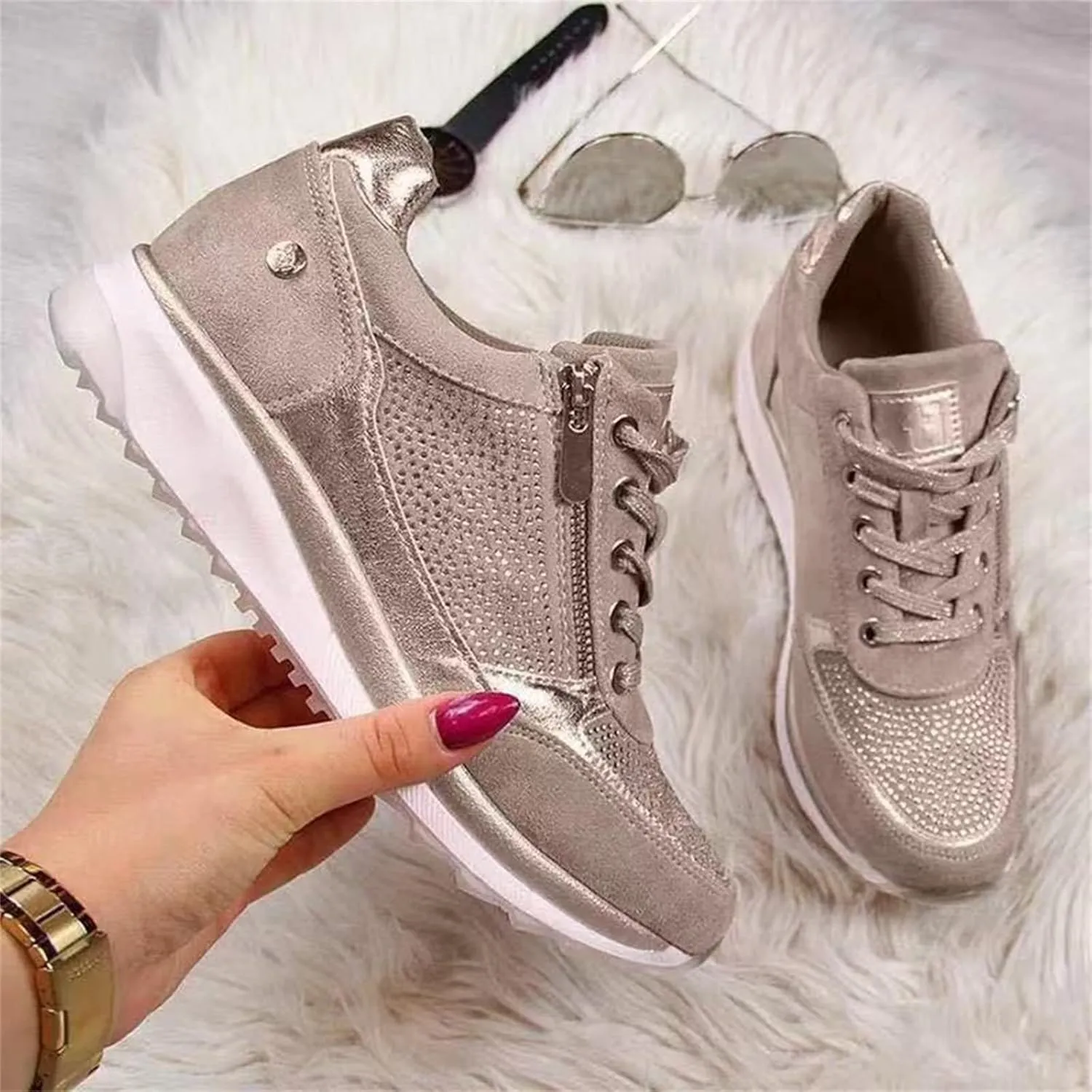Lausiuoe Shoes For Women Sneakers Fashion Slip On Canvas Loafers Casual Classic Lightweight Comfort Flat Walking Shoes