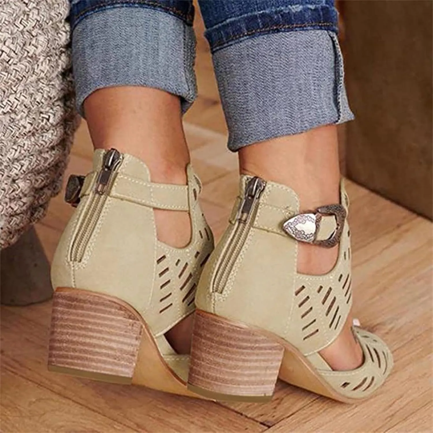 Lausiuoe Women Sandals,Womens Open Toe Ankle Strap Chunky Block High Heel Pump Sandals Casual Dressy Summer Sandals