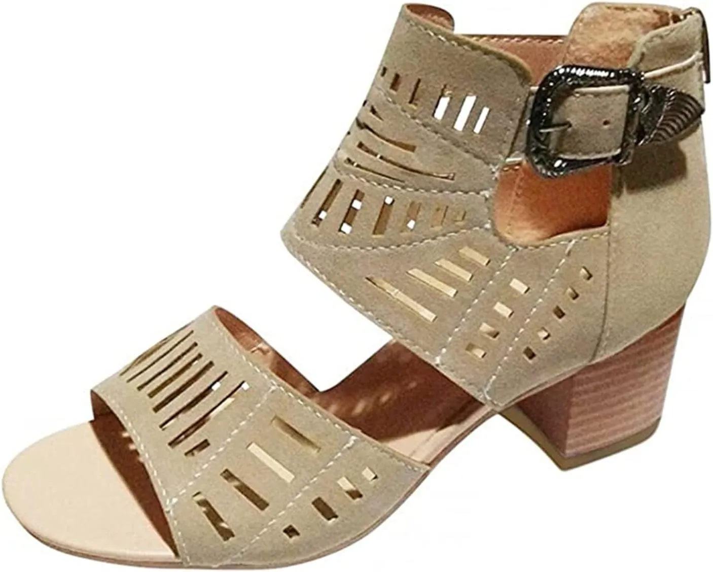 Lausiuoe Women Sandals,Womens Open Toe Ankle Strap Chunky Block High Heel Pump Sandals Casual Dressy Summer Sandals