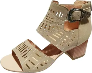 Lausiuoe Women Sandals,Womens Open Toe Ankle Strap Chunky Block High Heel Pump Sandals Casual Dressy Summer Sandals