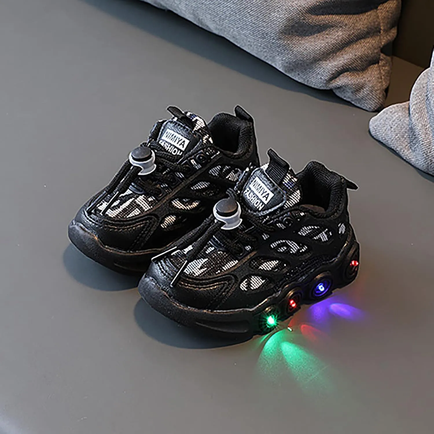 Light Up Shoes for Kids Fashion Adjustable Strap Lace-Up Athletic Sport Walking Sneakers Light up Shoes for Girls Size 2