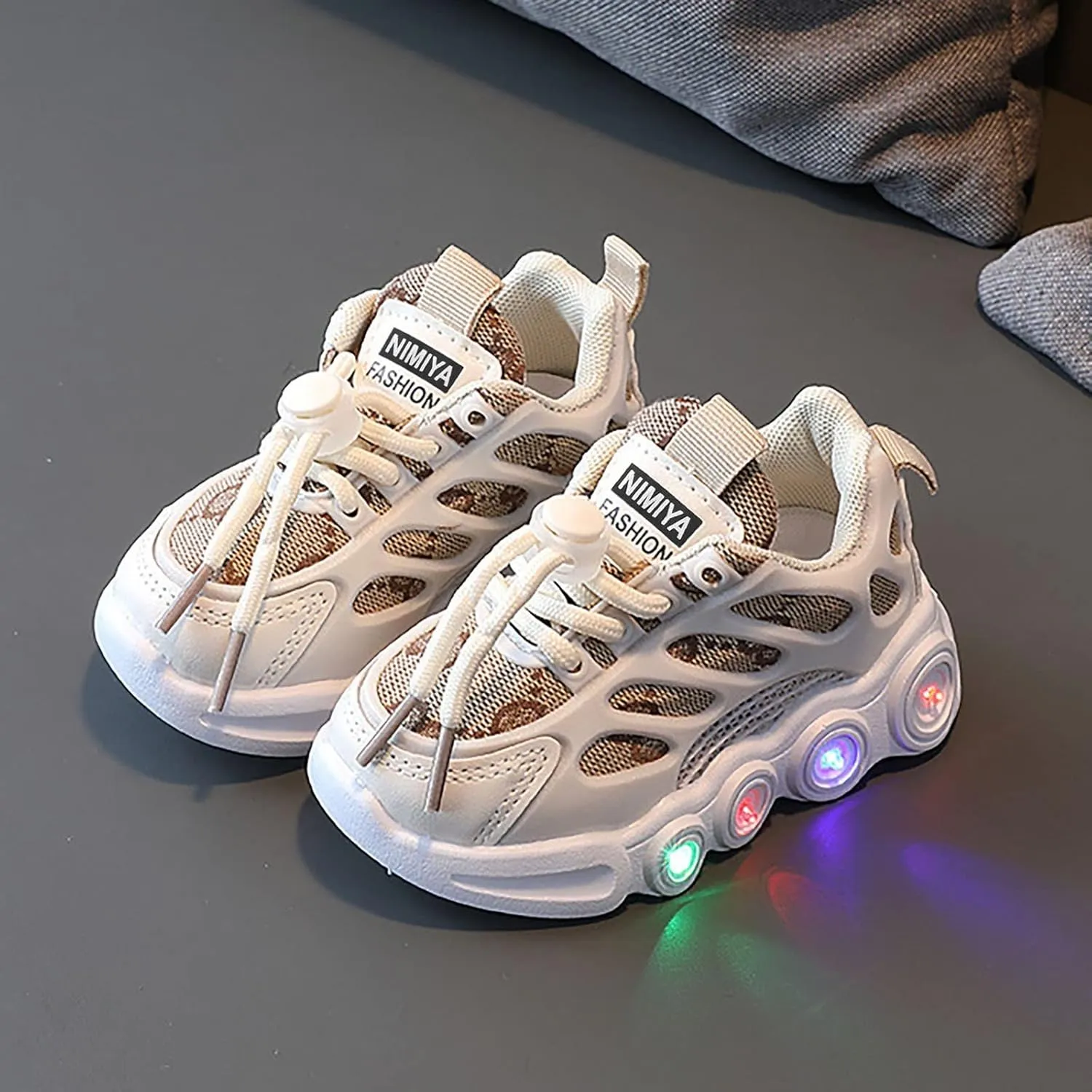 Light Up Shoes for Kids Fashion Adjustable Strap Lace-Up Athletic Sport Walking Sneakers Light up Shoes for Girls Size 2