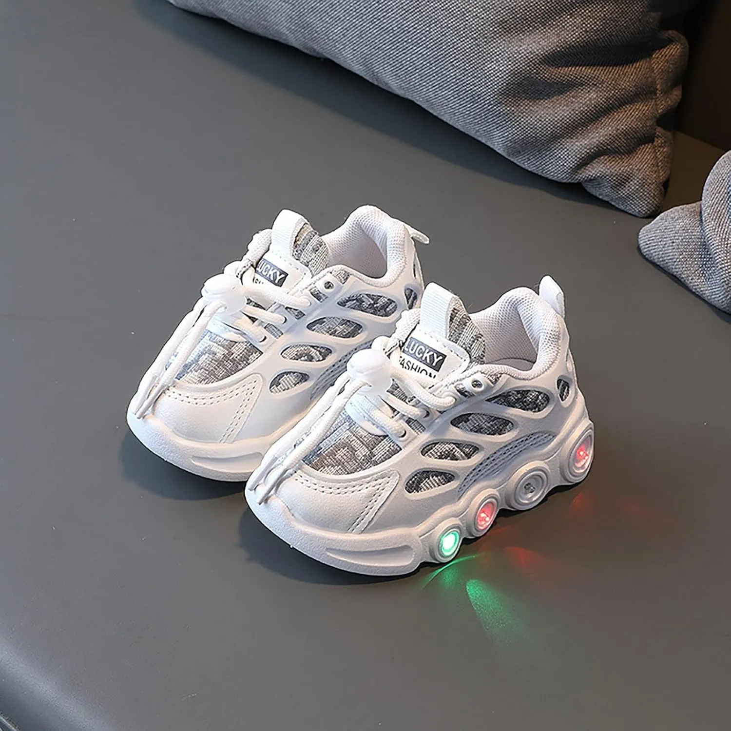 Light Up Shoes for Kids Fashion Adjustable Strap Lace-Up Athletic Sport Walking Sneakers Light up Shoes for Girls Size 2