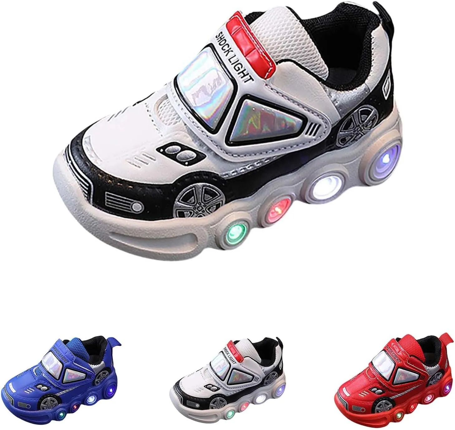 Light Up Toddler Boys Shoes Car Pattern LED Luminous Sport Sneaker, Little Fashion Cute Soft Sole Girls Size 2 Shoes