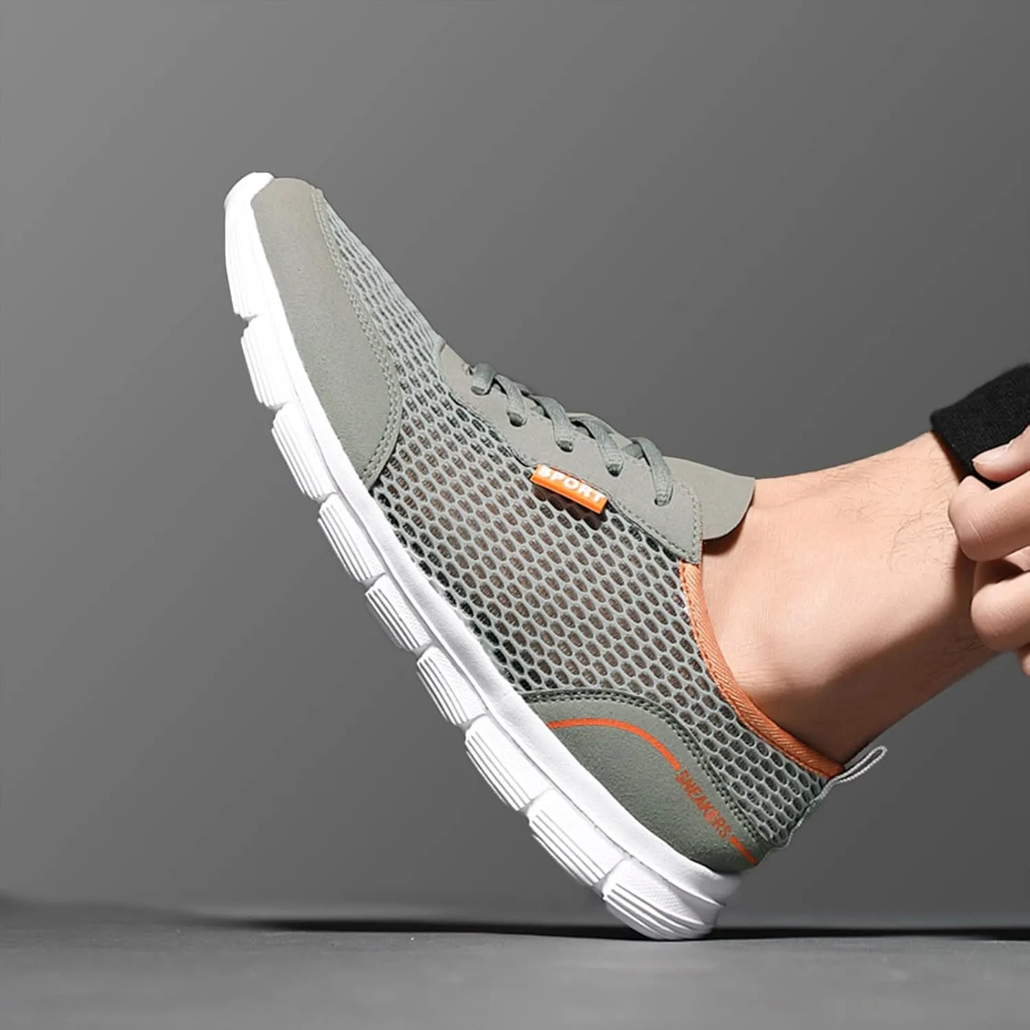 Lightweight Arch Support Sneakers for Men Breathable Elastic Fly Woven Mesh Sneaker Men's Business Casual Shoes
