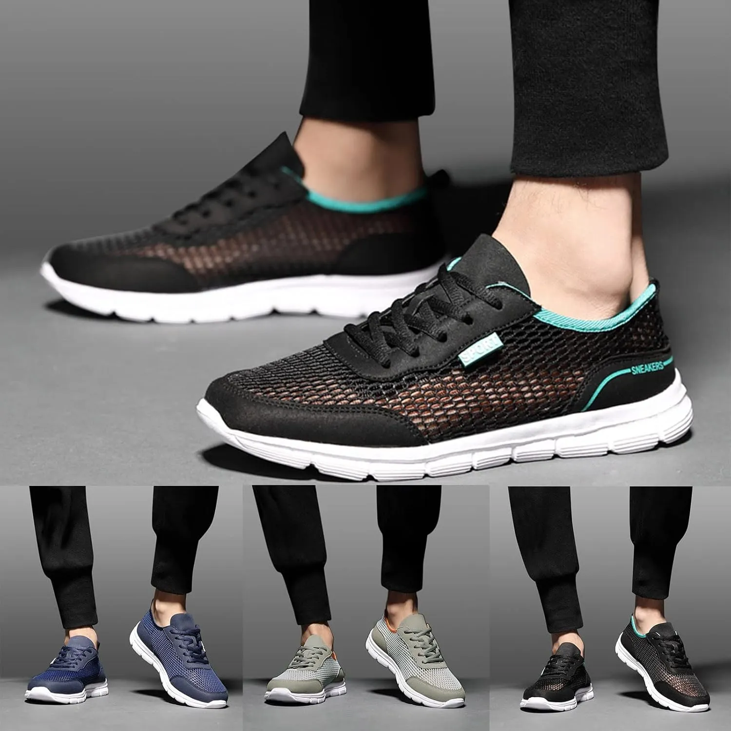 Lightweight Arch Support Sneakers for Men Breathable Elastic Fly Woven Mesh Sneaker Men's Business Casual Shoes
