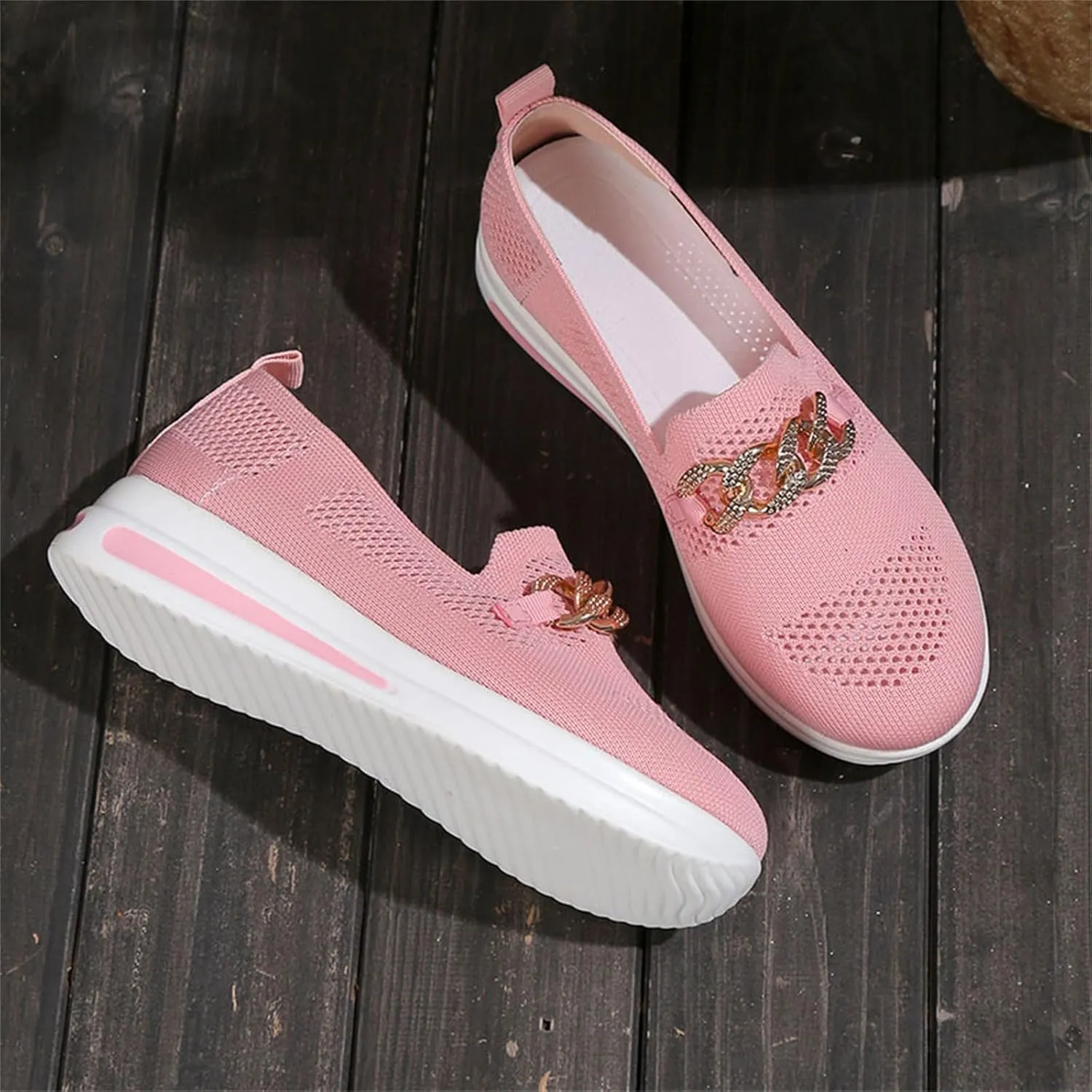 Loafers for Women Trendy Mesh Knit Walking Shoes Sock Sneakers Lightweight Comfy Breathable Casual Pull-on Daily Shoe