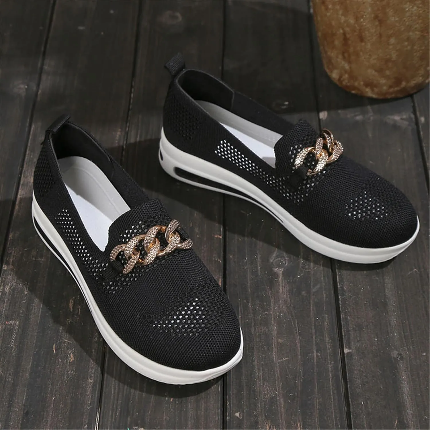 Loafers for Women Trendy Mesh Knit Walking Shoes Sock Sneakers Lightweight Comfy Breathable Casual Pull-on Daily Shoe