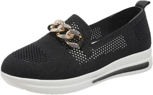 Loafers for Women Trendy Mesh Knit Walking Shoes Sock Sneakers Lightweight Comfy Breathable Casual Pull-on Daily Shoe