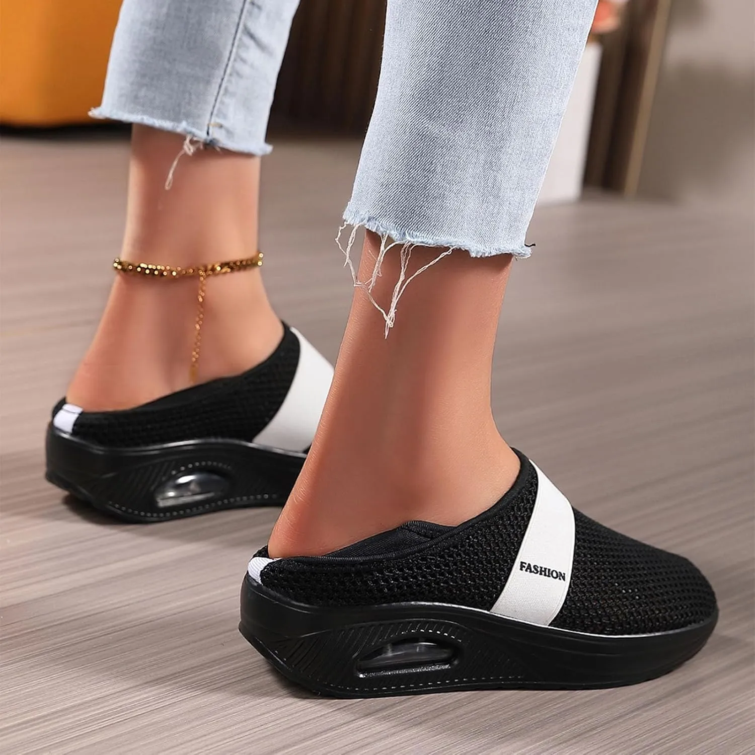 Men Slip on Walking Shoes Air Cushion Casual Dressy Memory Foam Breathable Fashion Sneakers Non Slip Arch Support Cushioning Athletic Running Shoes