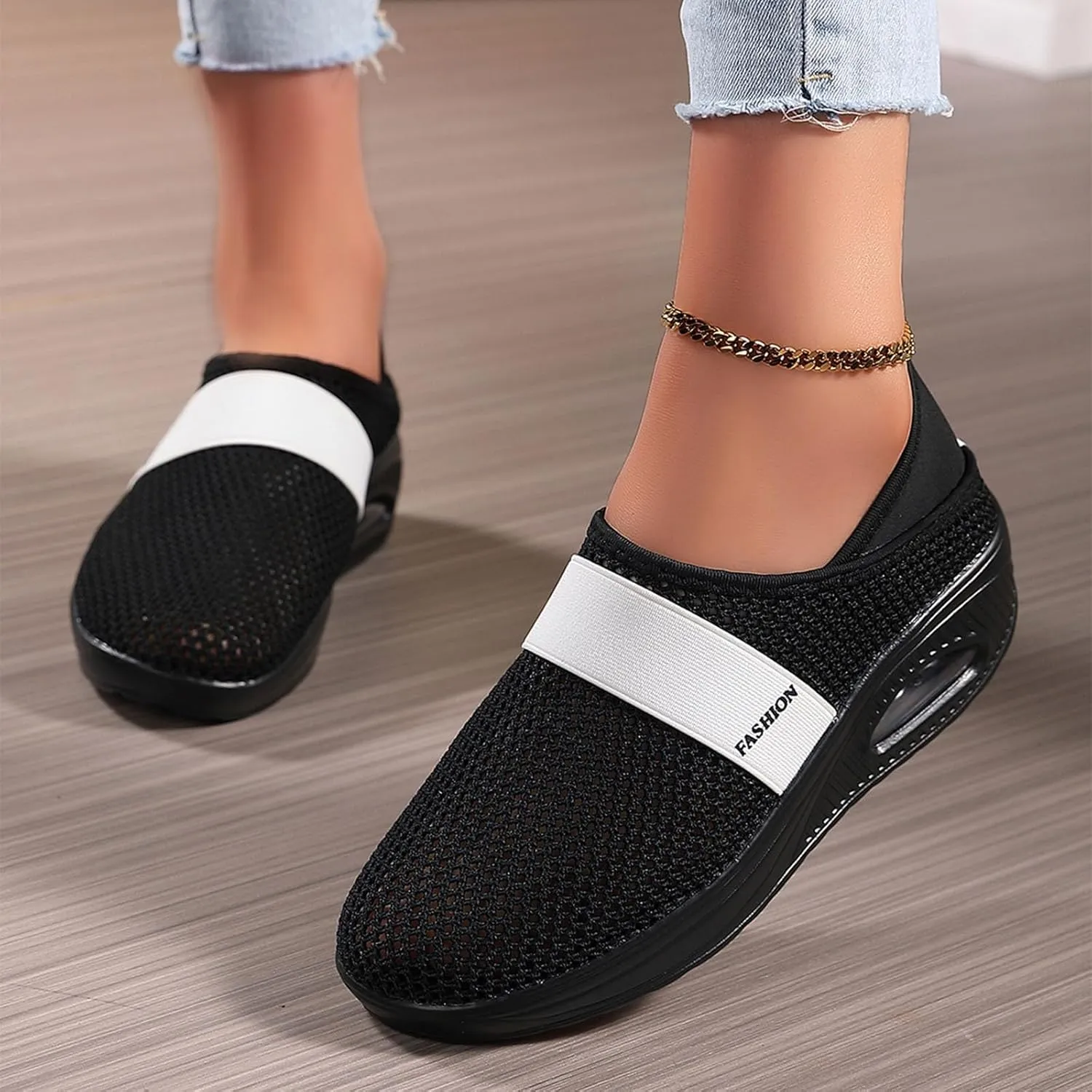 Men Slip on Walking Shoes Air Cushion Casual Dressy Memory Foam Breathable Fashion Sneakers Non Slip Arch Support Cushioning Athletic Running Shoes