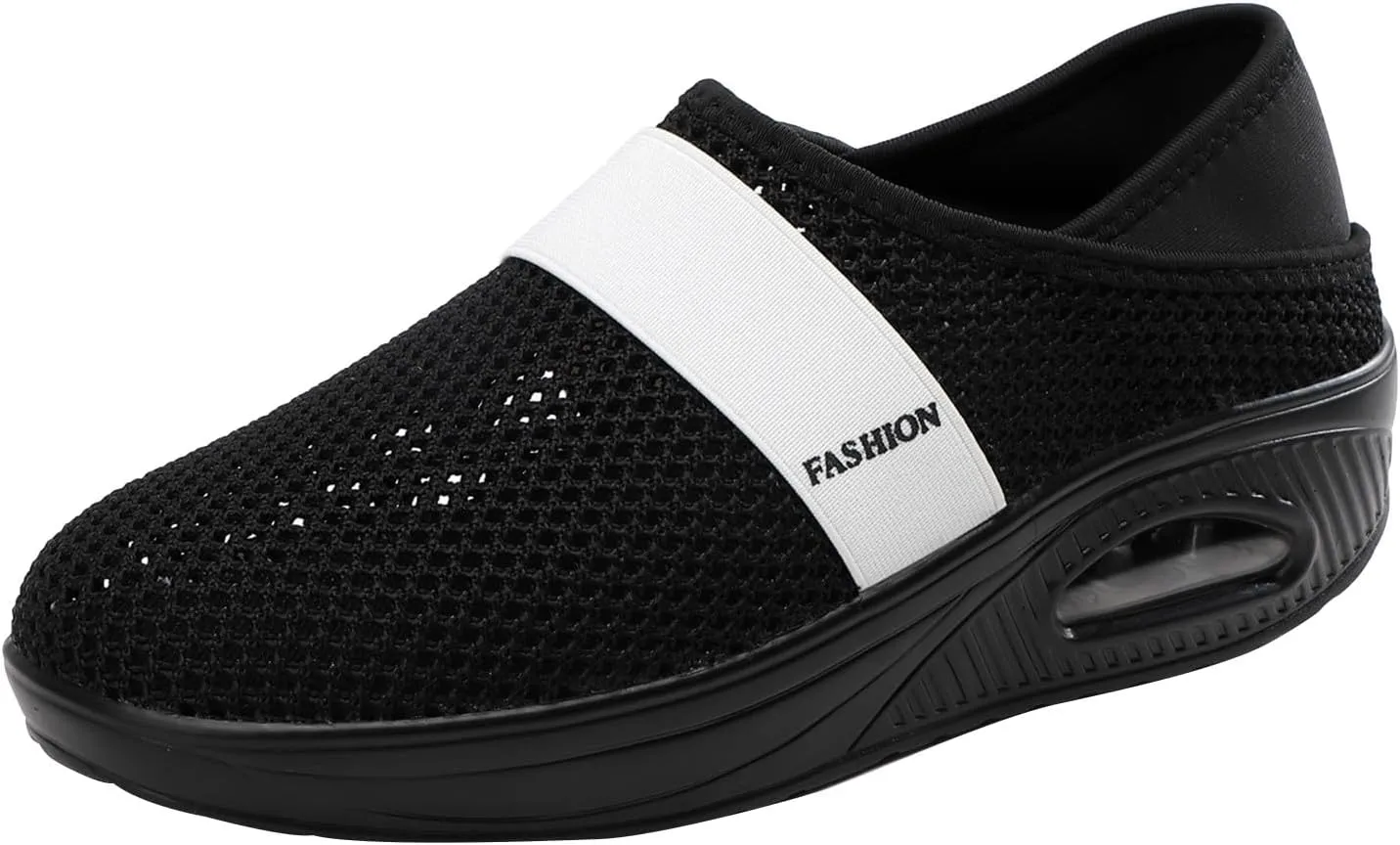 Men Slip on Walking Shoes Air Cushion Casual Dressy Memory Foam Breathable Fashion Sneakers Non Slip Arch Support Cushioning Athletic Running Shoes
