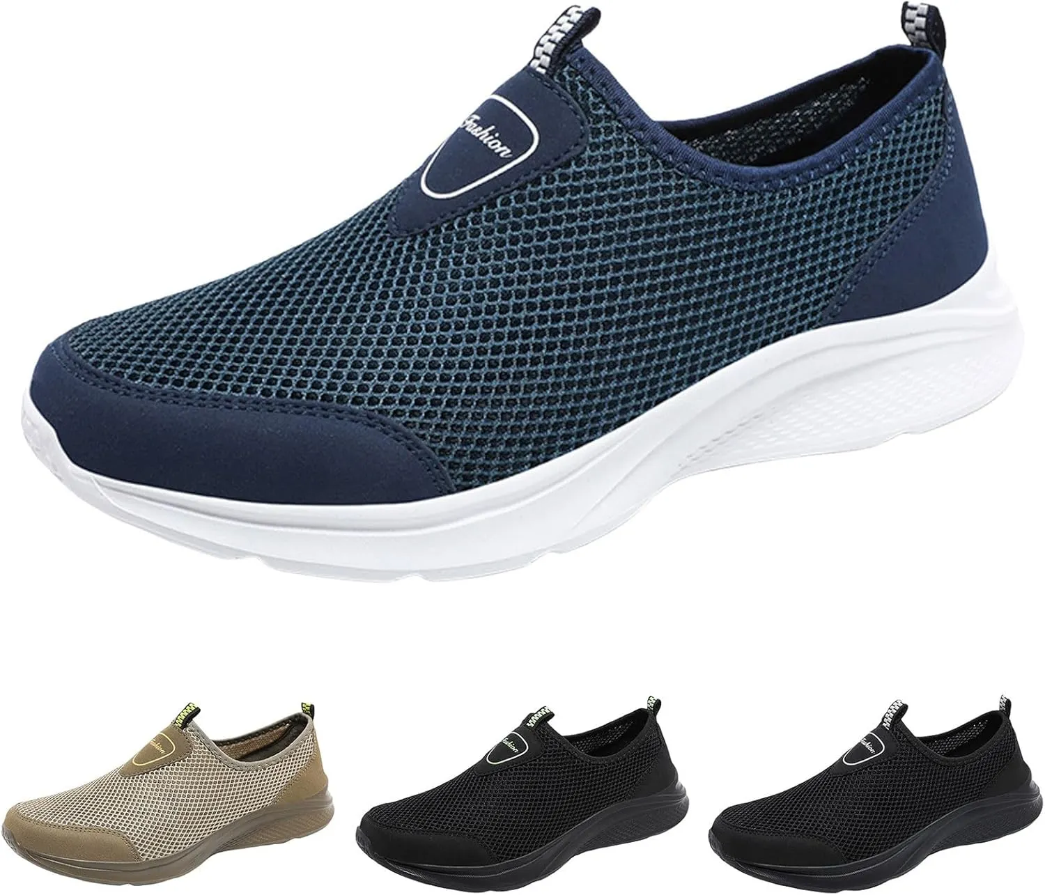 Men Sports Shoes Fashionable New Pattern Simple Pure Color Mesh Breathable Comfortable Hiking Shoes Sneaker Mens