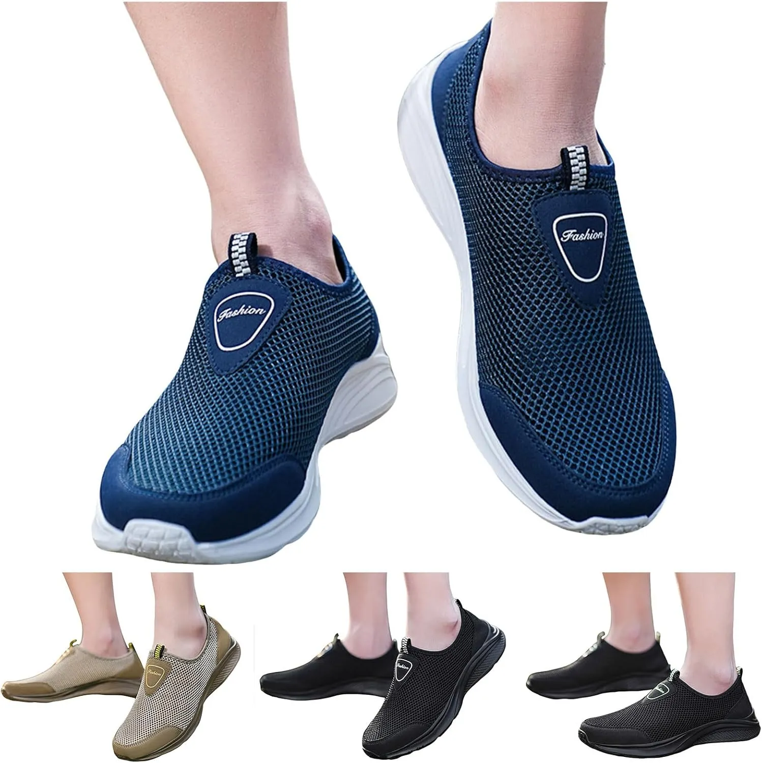 Men Sports Shoes Fashionable New Pattern Simple Pure Color Mesh Breathable Comfortable Hiking Shoes Sneaker Mens
