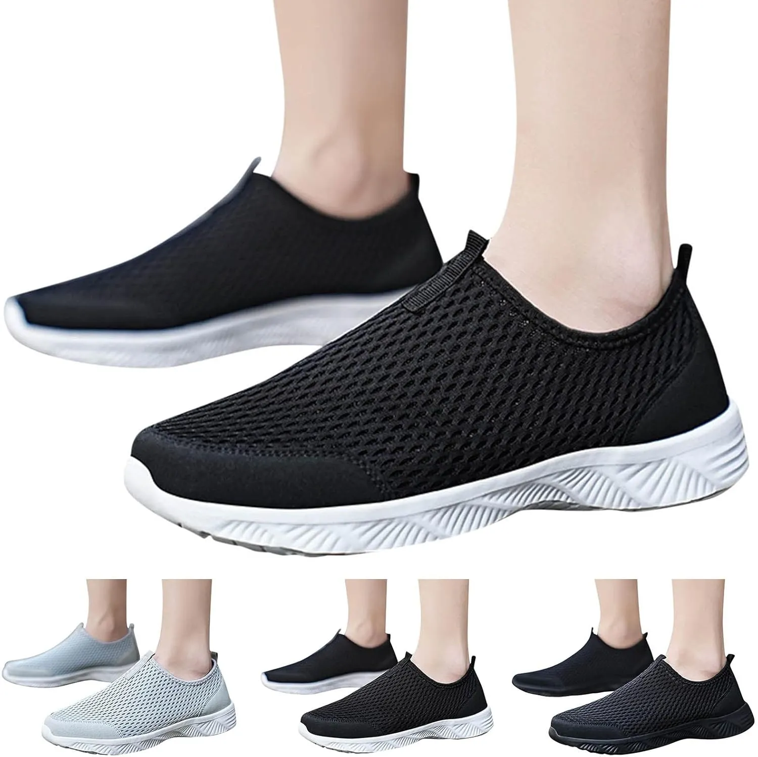 Men Sports Shoes Fashionable Simple and Pure Color Mesh Hollowed Out Breathable Comfortable and Men's Sneaker
