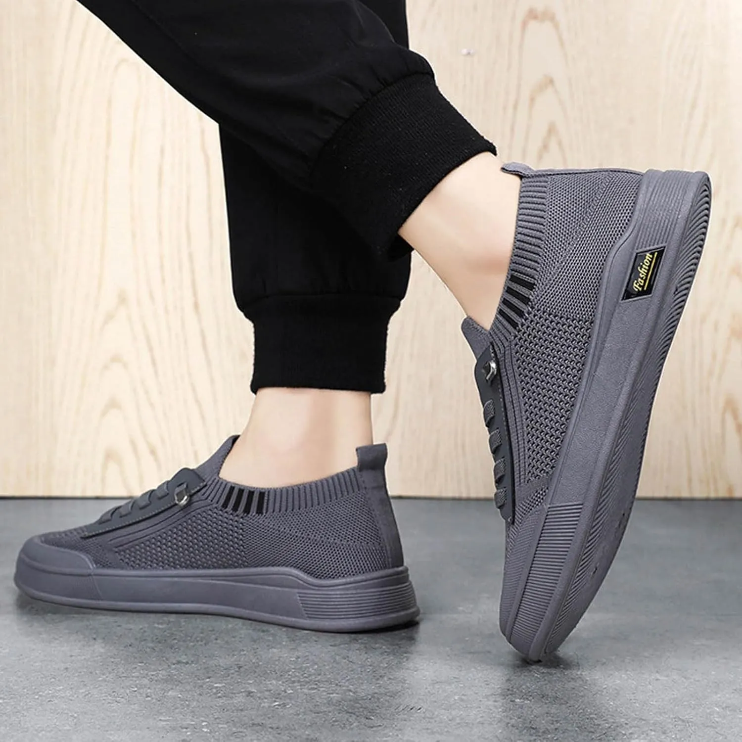 Men's Breathable Mesh Running Shoes Comfortable Breathable Stretch Canvas Slip on Sneaker Non Slip Walking Shoes