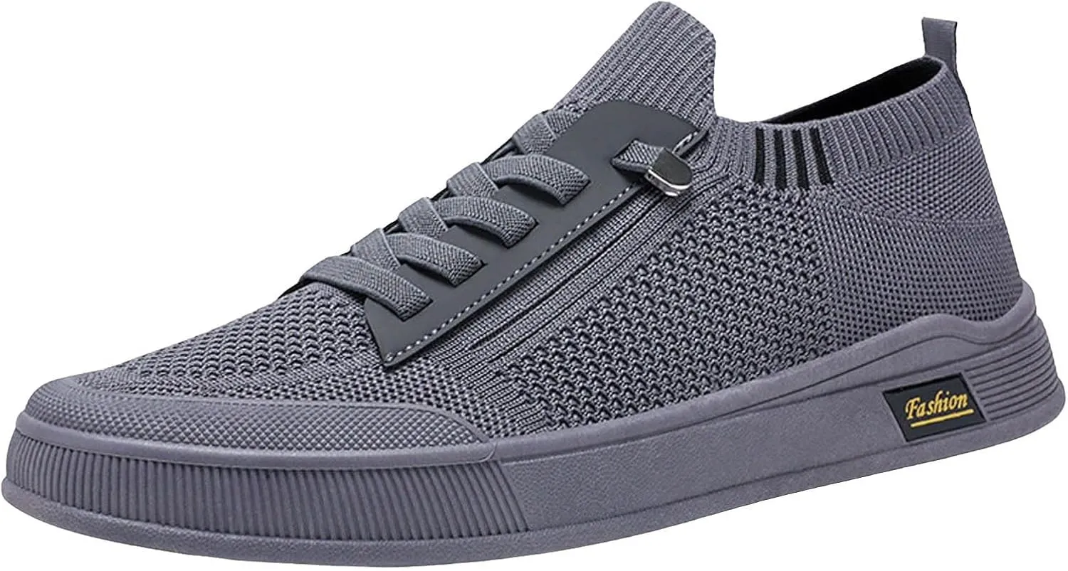 Men's Breathable Mesh Running Shoes Comfortable Breathable Stretch Canvas Slip on Sneaker Non Slip Walking Shoes