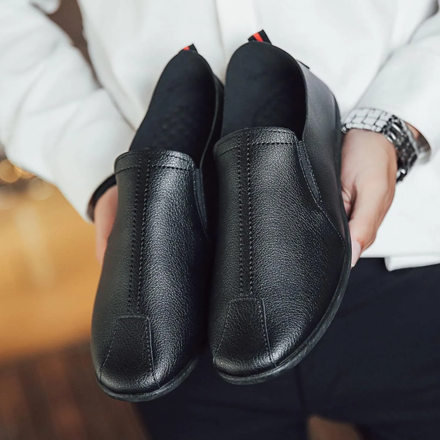 Mens Breathable Slip On Dress Shoes Breathable Elastic Fly Woven Mesh Sneaker Hook and Loop Orthopedic Sneakers