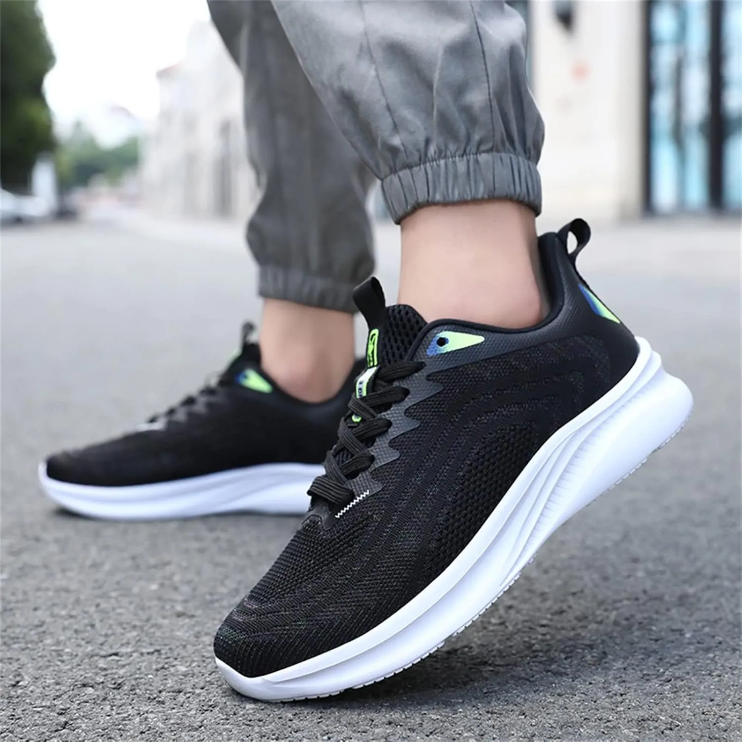 Men's Breathable Stretch Workout Shoes Lightweight Breathable Slip On Running Shoe Sport Jogging Walking Shoes