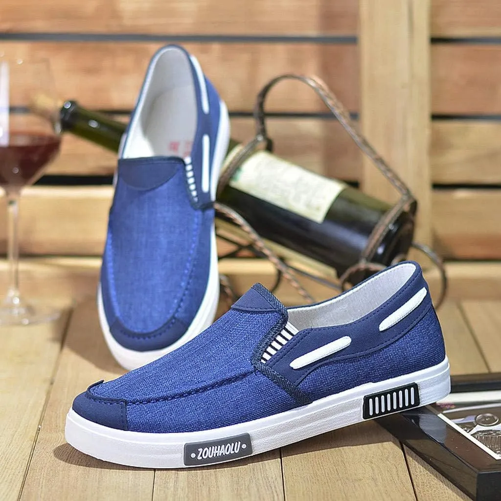 Men's Canvas Casual Flat Shoes Breathable Comfortable Soft Lightweight Men Casual Sneaker