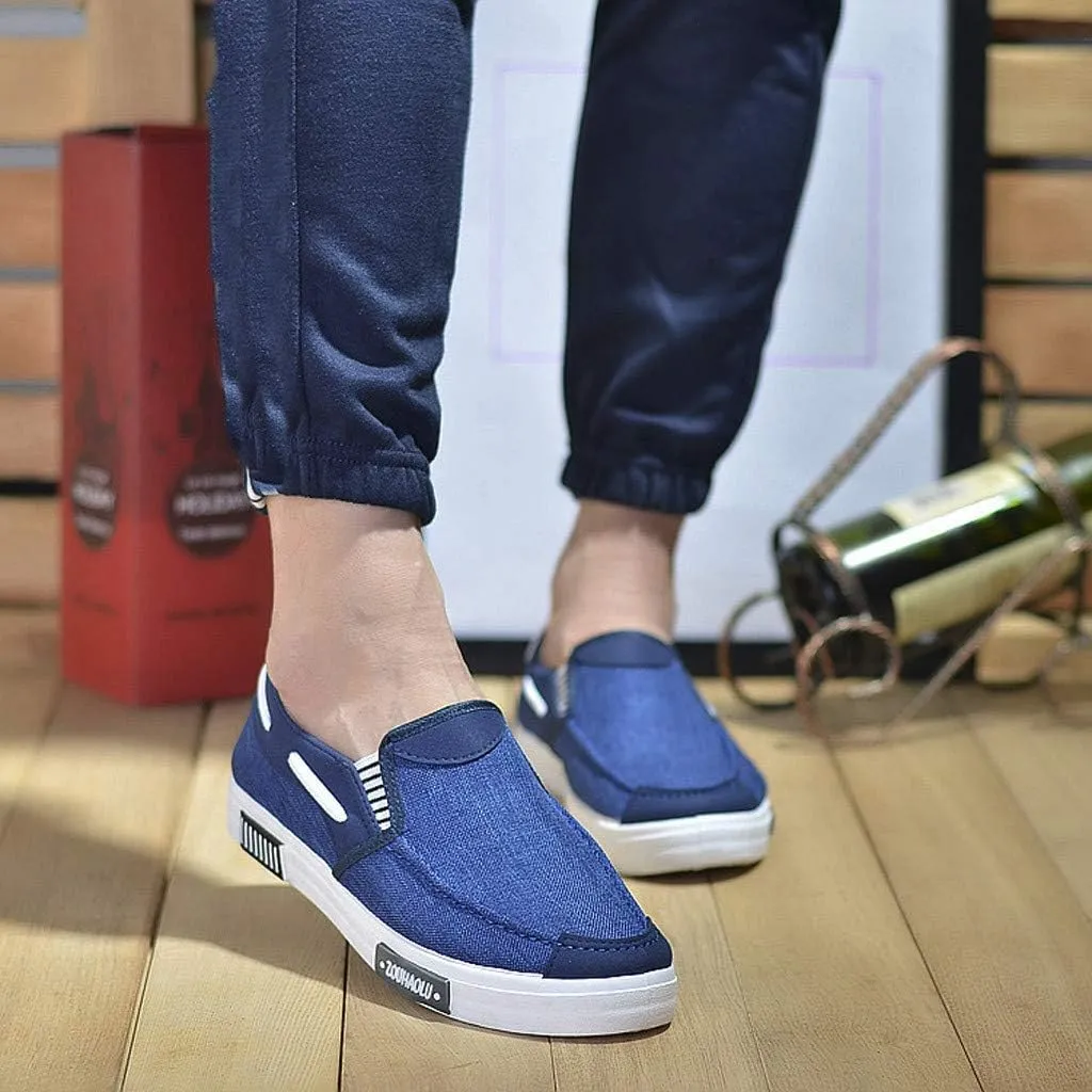 Men's Canvas Casual Flat Shoes Breathable Comfortable Soft Lightweight Men Casual Sneaker