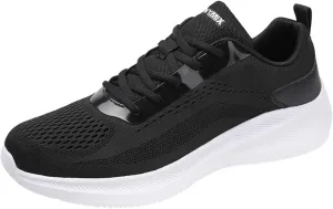 Mens Casual Cushion Running Shoes Breathable Mesh Thick Sole Comfy Walking Shoes with Arch Support Non-Slip Lightweight Tennis Sneakers for Men Low Top Soft Sole Travel Daily Work Footwear