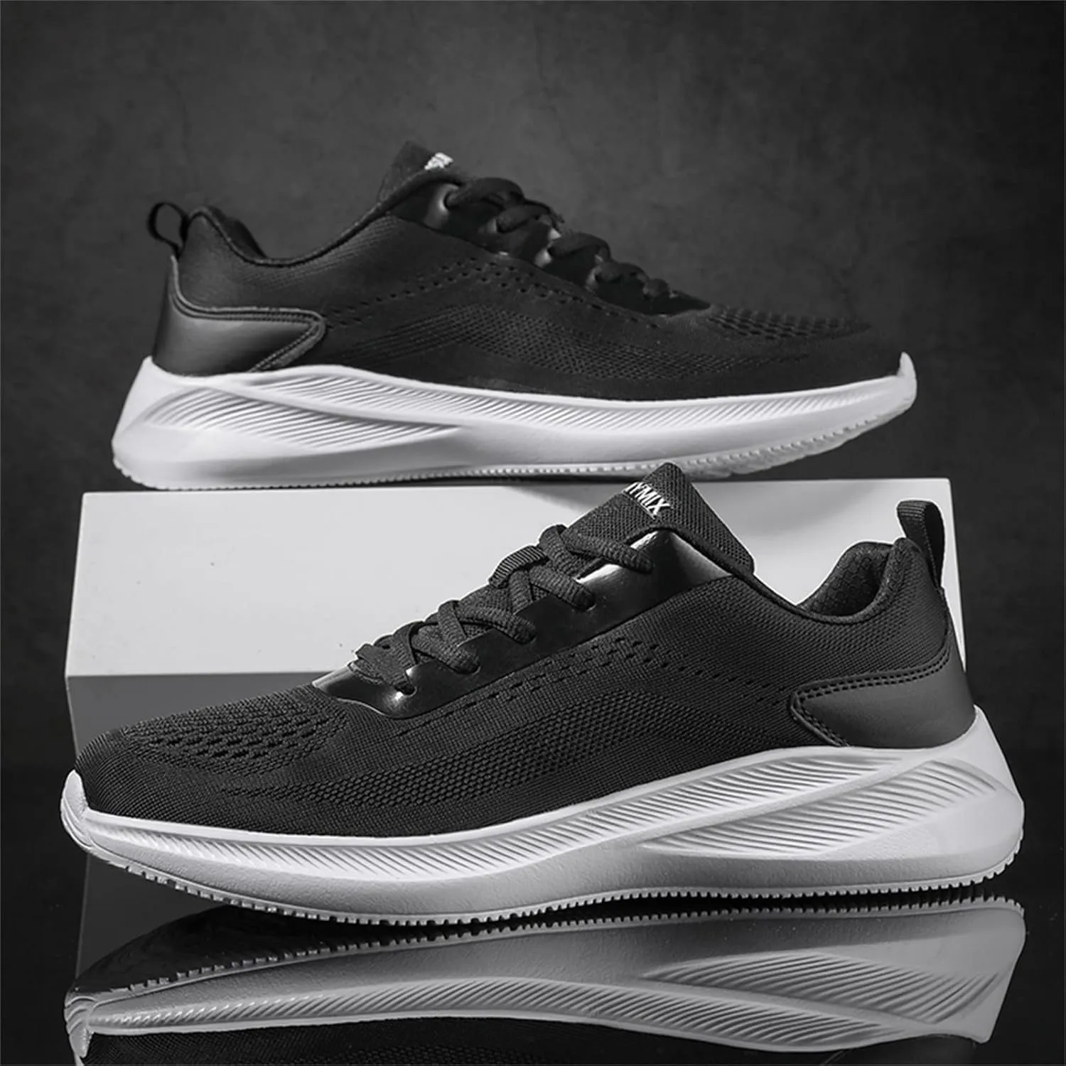 Mens Casual Cushion Running Shoes Breathable Mesh Thick Sole Comfy Walking Shoes with Arch Support Non-Slip Lightweight Tennis Sneakers for Men Low Top Soft Sole Travel Daily Work Footwear