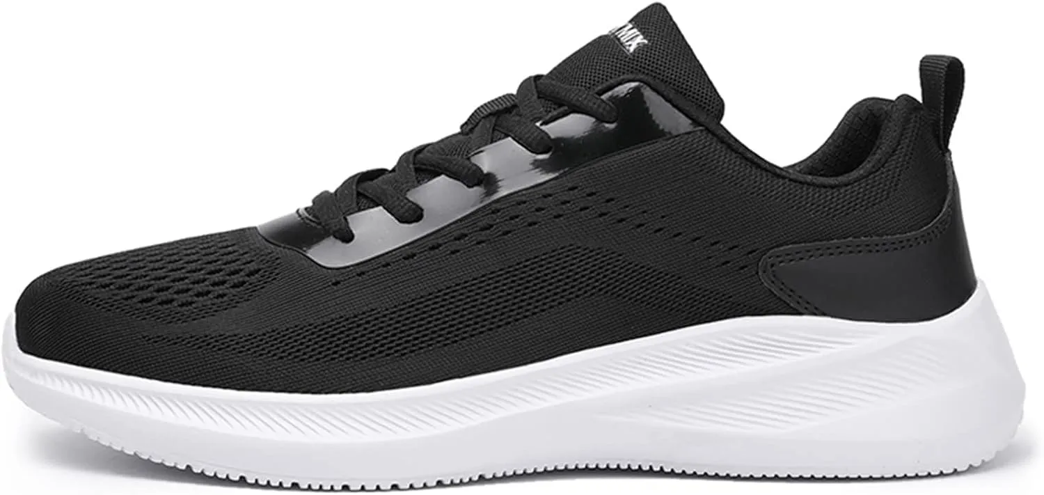 Mens Casual Cushion Running Shoes Breathable Mesh Thick Sole Comfy Walking Shoes with Arch Support Non-Slip Lightweight Tennis Sneakers for Men Low Top Soft Sole Travel Daily Work Footwear