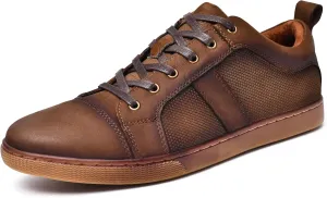 Men's Casual Leather Sneakers Fashion Oxford Sneaker Shoes Comfortable Daily Walking Shoe for Men