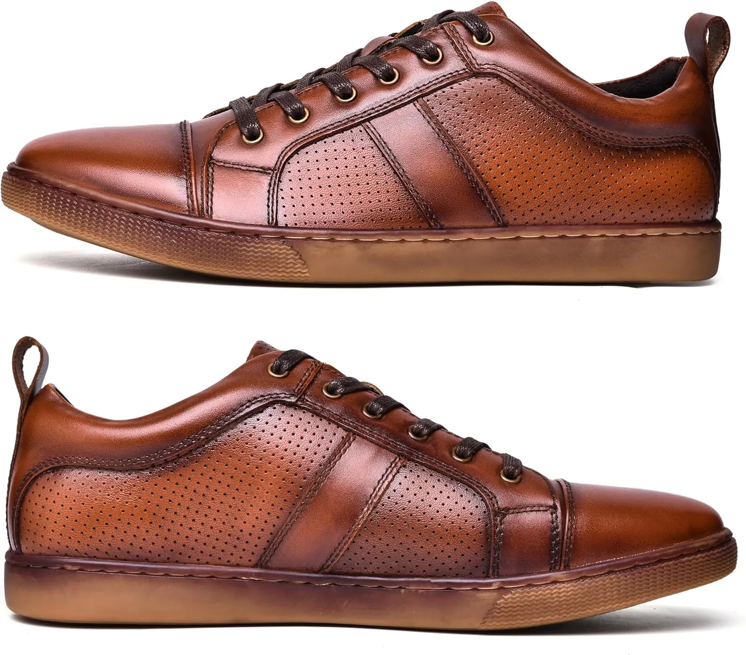 Men's Casual Leather Sneakers Fashion Oxford Sneaker Shoes Comfortable Daily Walking Shoe for Men