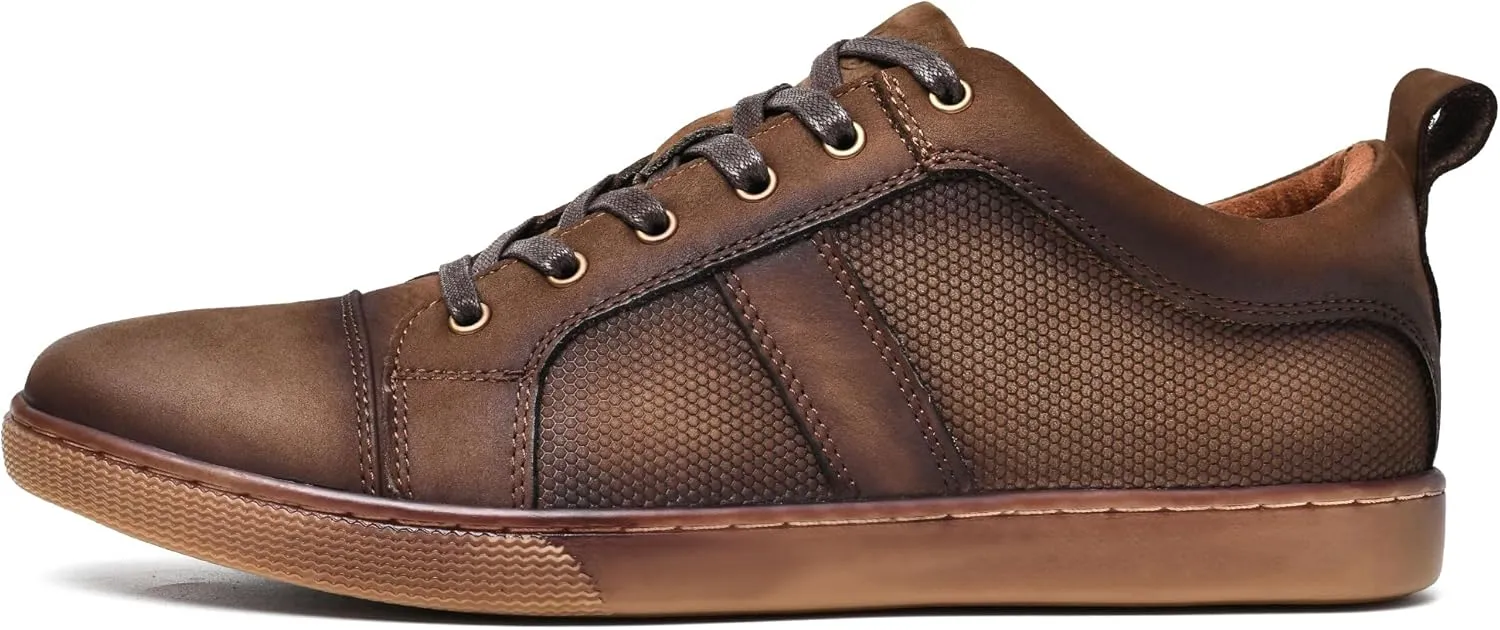 Men's Casual Leather Sneakers Fashion Oxford Sneaker Shoes Comfortable Daily Walking Shoe for Men