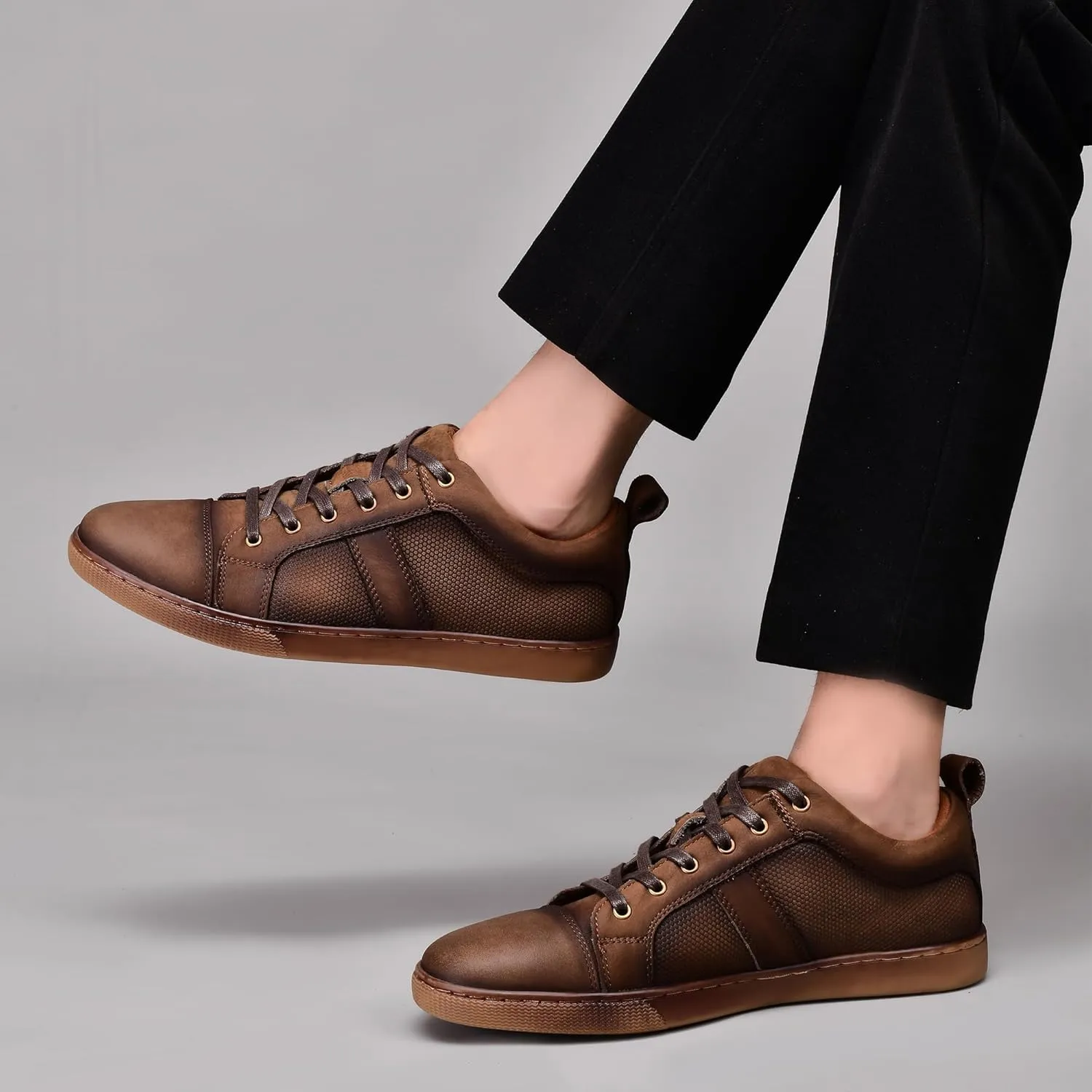 Men's Casual Leather Sneakers Fashion Oxford Sneaker Shoes Comfortable Daily Walking Shoe for Men
