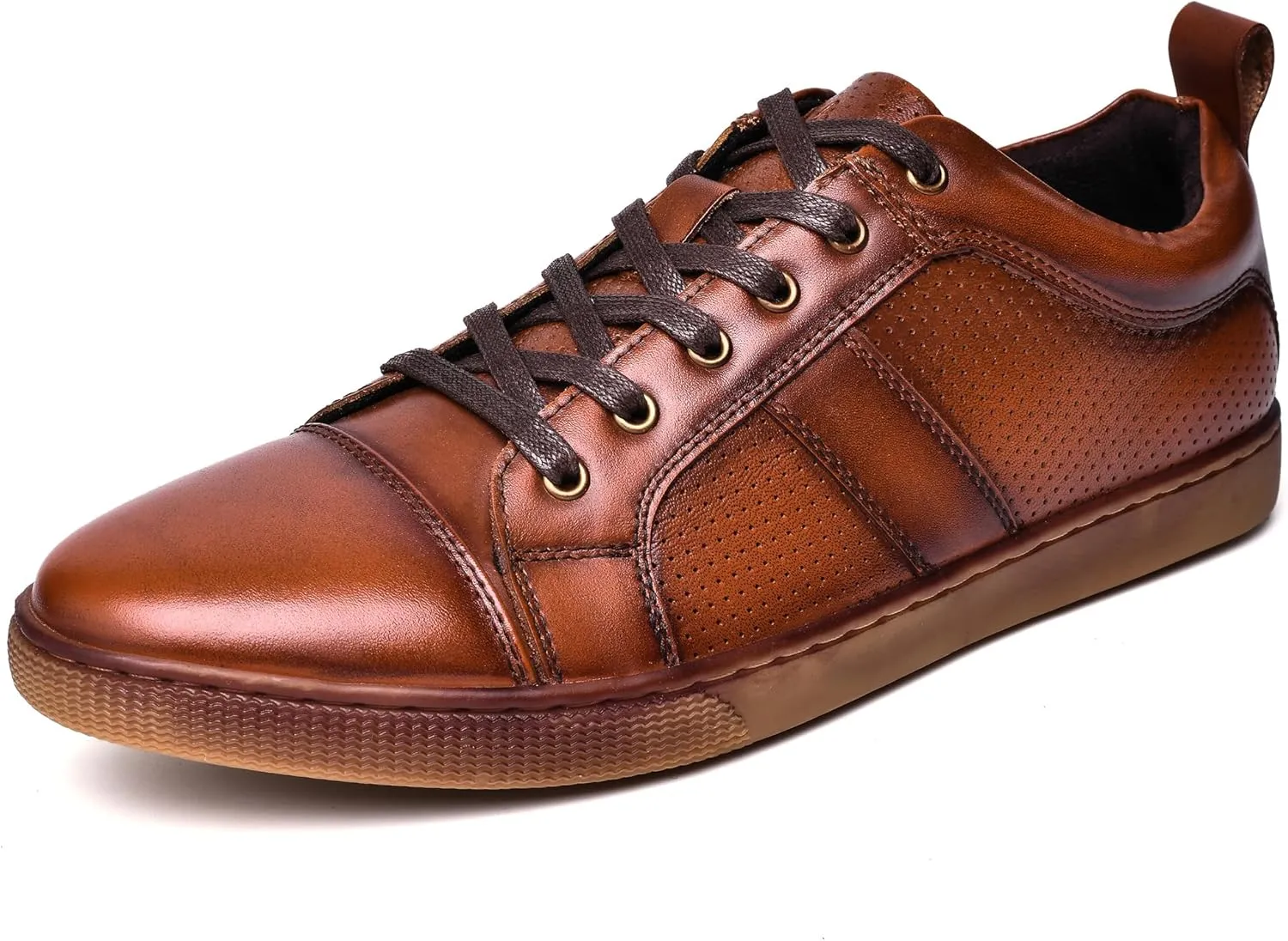 Men's Casual Leather Sneakers Fashion Oxford Sneaker Shoes Comfortable Daily Walking Shoe for Men