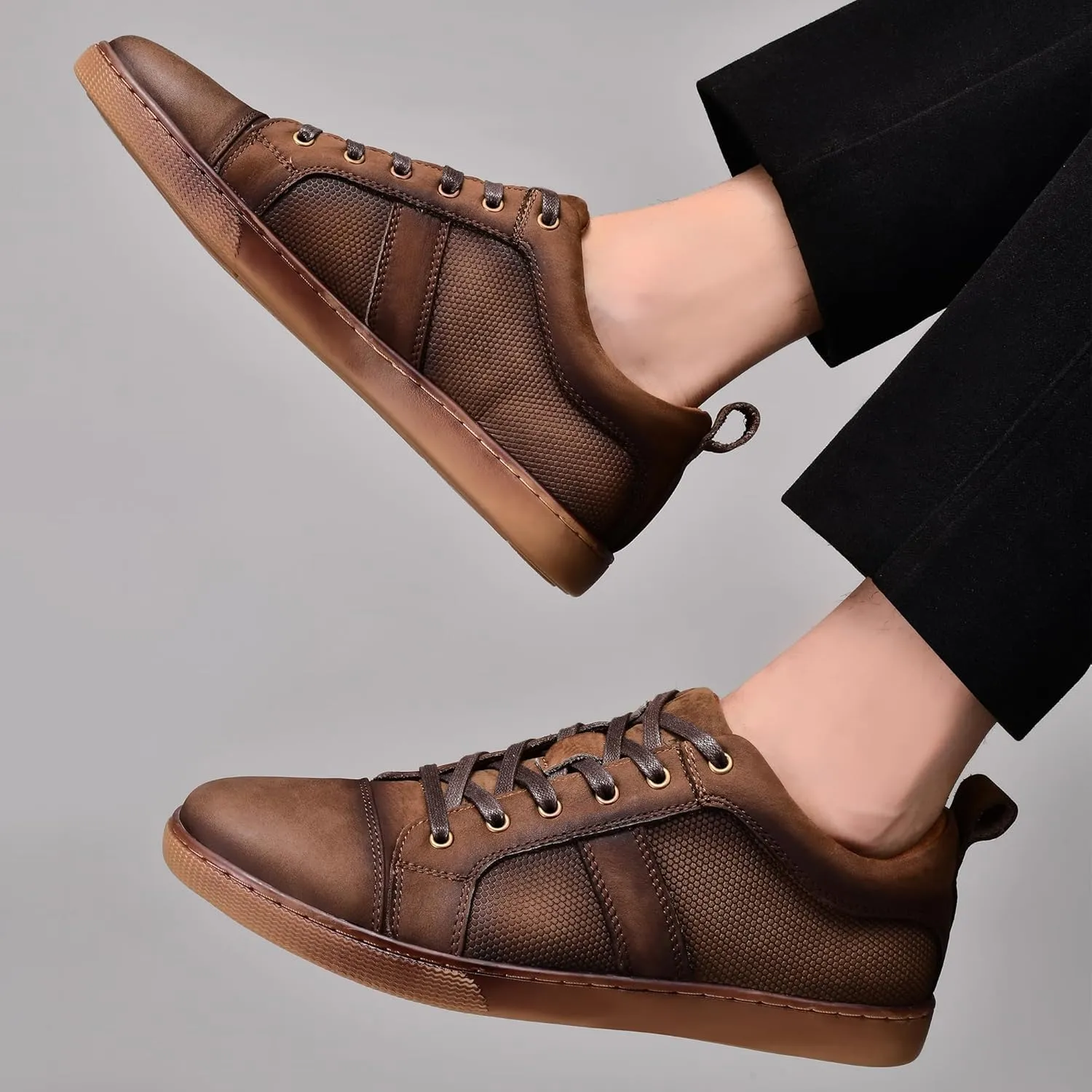 Men's Casual Leather Sneakers Fashion Oxford Sneaker Shoes Comfortable Daily Walking Shoe for Men