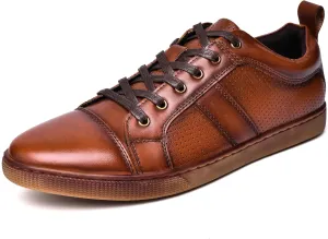 Men's Casual Leather Sneakers Fashion Oxford Sneaker Shoes Comfortable Daily Walking Shoe for Men