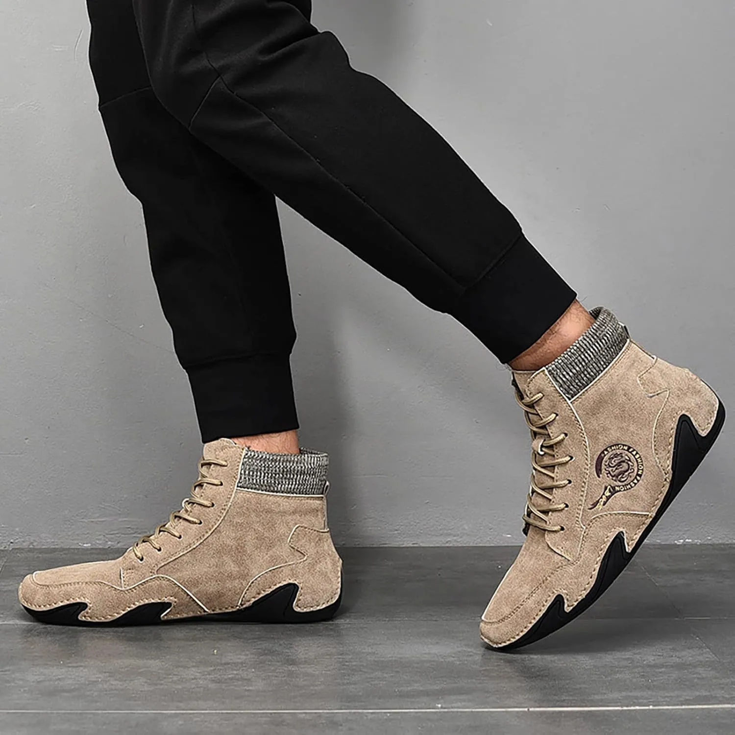 Men's Casual Shoes Korean Version High Top Round Toe Breathable Daily Dad's Shoes Mens Lite Adapt Sneaker