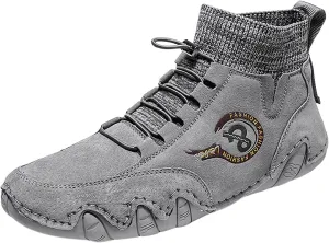 Men's Casual Shoes Korean Version High Top Shoes Round Toe Breathable Daily Dad's Sneaker Crease Shield Men
