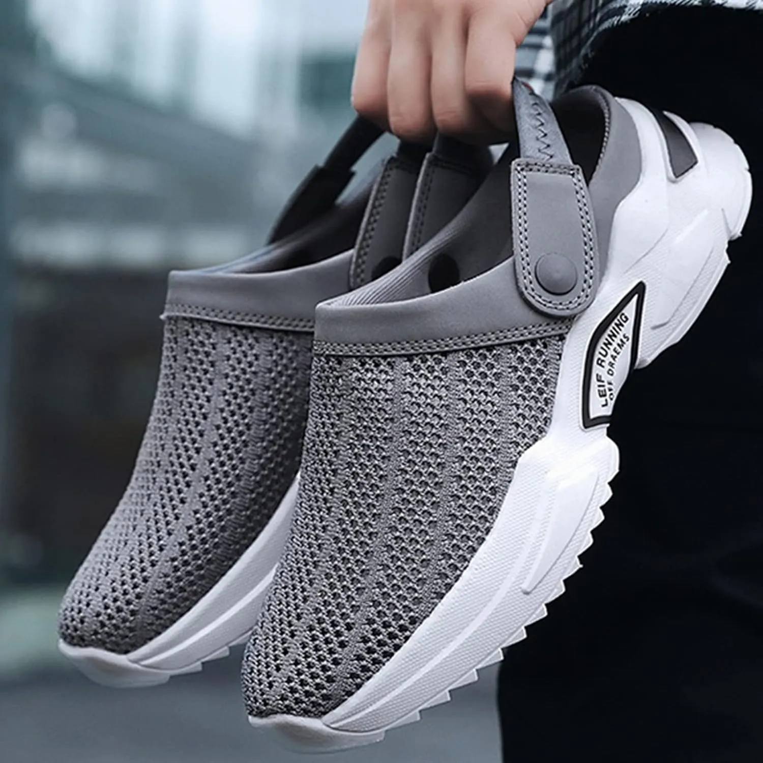 Men's Comfortable Diabetic Shoes Comfortable Breathable Stretch Canvas Slip On Sneaker Memory Foam Hiking Shoes