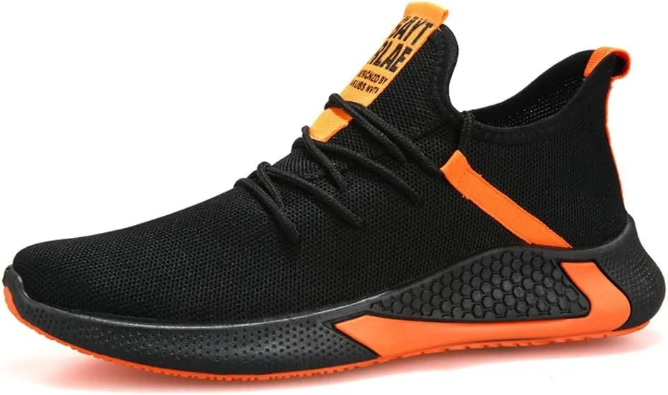 Mens Cushion Running Shoes Breathable Mesh Knit Lightweight Sports Shoes for Men Comfy Arch Support Casual Lace Up Fitness Sneakers Durable Summer Shoe for Men Gym Hiking