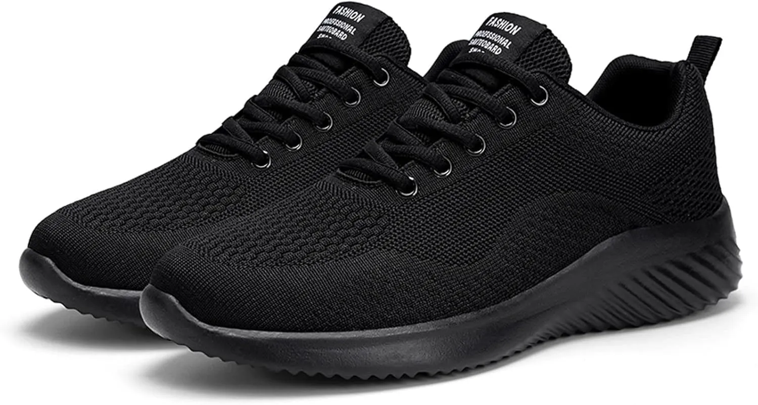 Mens Cushion Running Shoes with Durable Sole Breathable Mesh Knit Walking Shoes with Arch Support Comfy Lightweight Tennis Sneakers for Men Daily Work Wear Gym Fitness Footwear