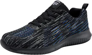 Mens Fashion Sports Sneakers Low Top Arch Support Walking Shoes Breathable Mesh Knit Non-Slip Sneakers for Men Comfy Durable Cushion Tennis Shoes Lightweight Gym Fitness Footwear