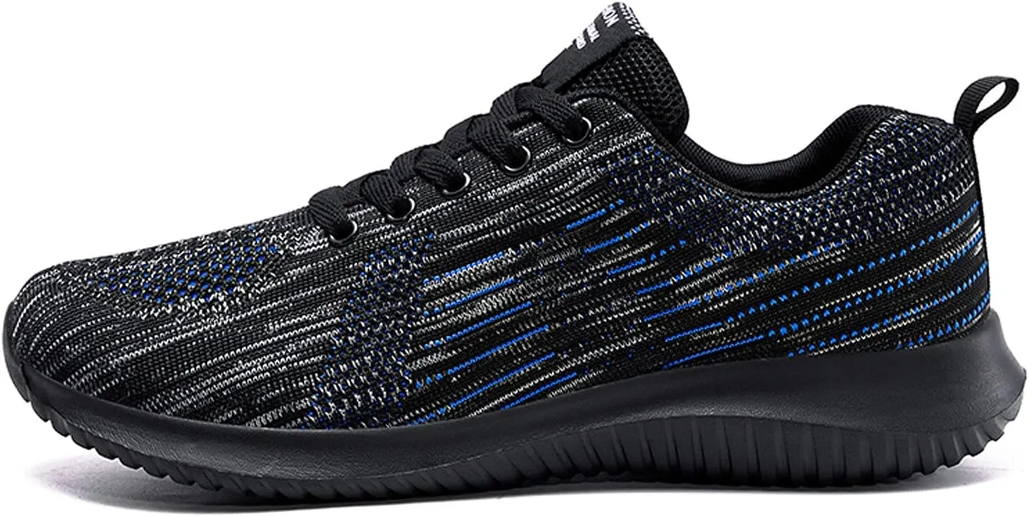 Mens Fashion Sports Sneakers Low Top Arch Support Walking Shoes Breathable Mesh Knit Non-Slip Sneakers for Men Comfy Durable Cushion Tennis Shoes Lightweight Gym Fitness Footwear