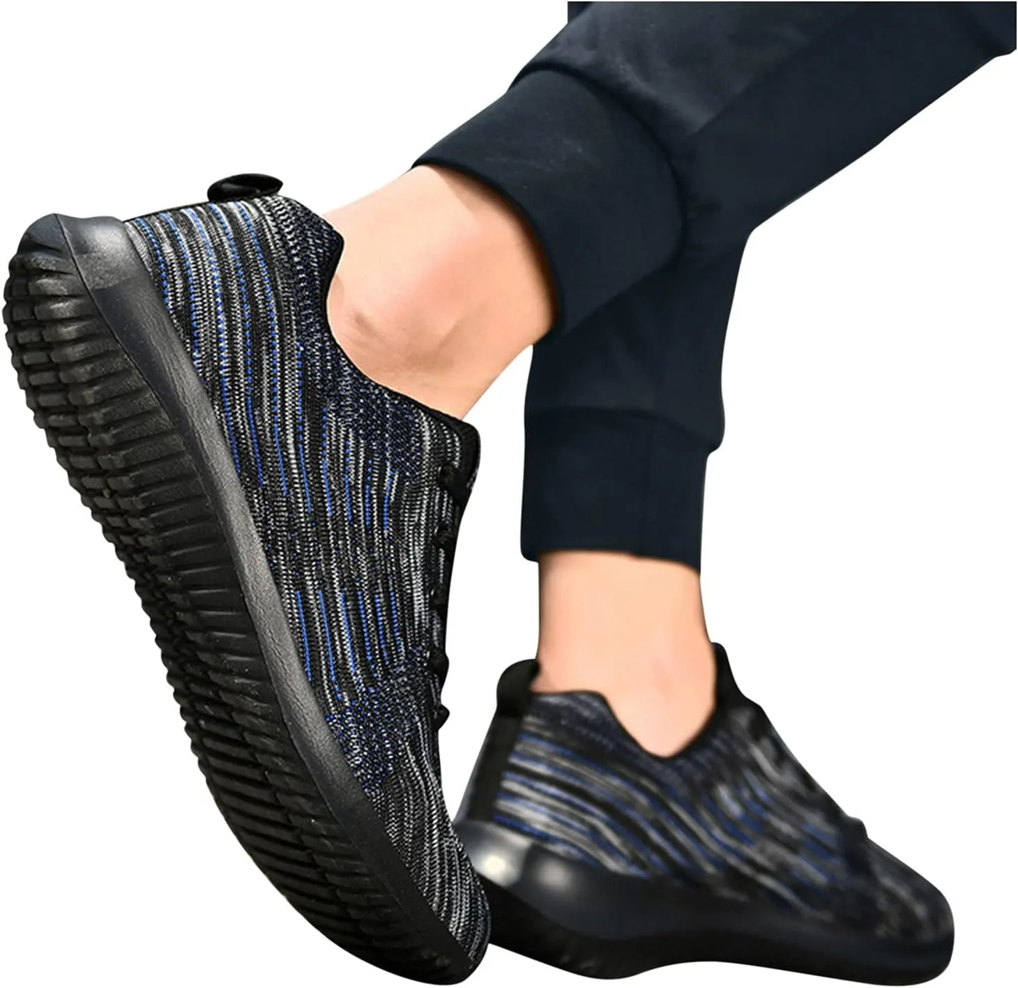 Mens Fashion Sports Sneakers Low Top Arch Support Walking Shoes Breathable Mesh Knit Non-Slip Sneakers for Men Comfy Durable Cushion Tennis Shoes Lightweight Gym Fitness Footwear