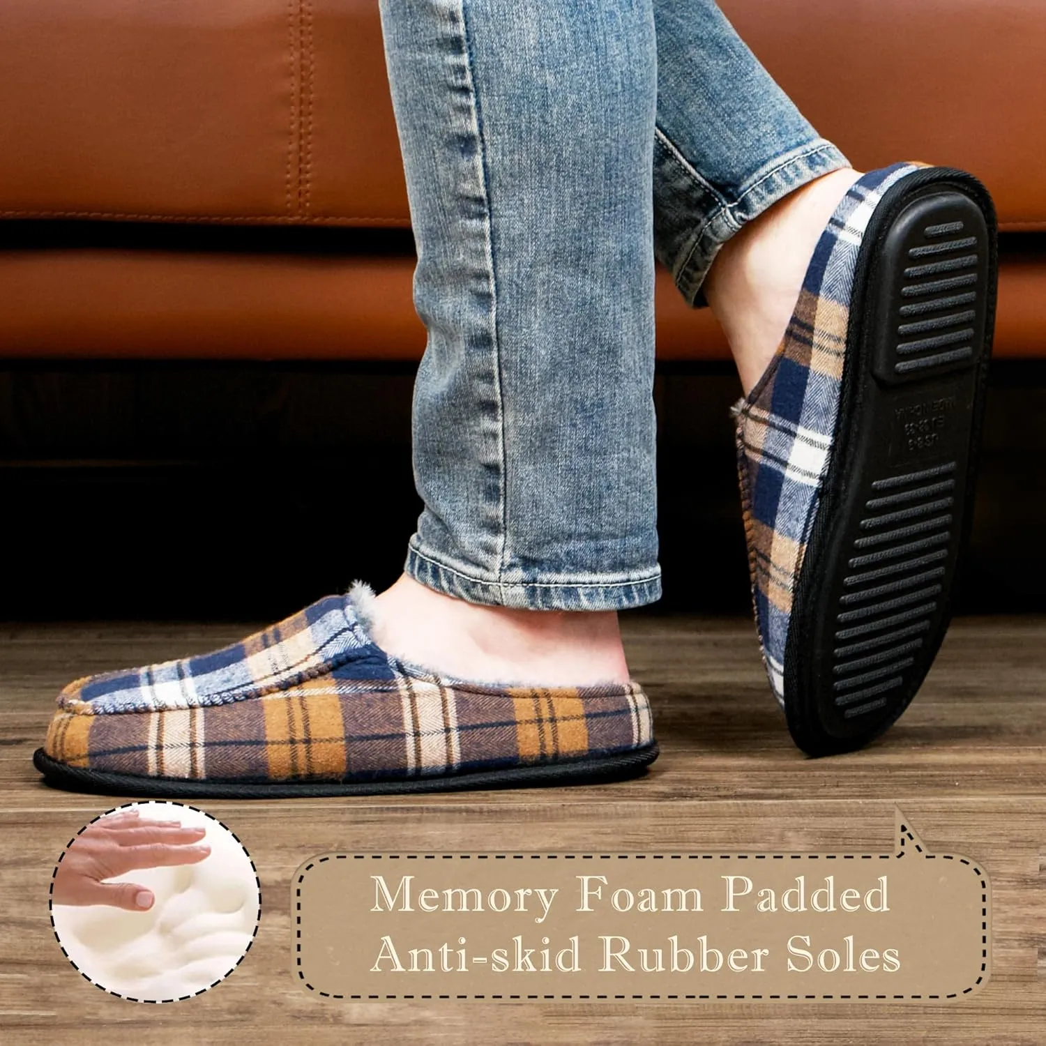 Men's House Slippers, Cozy Non-slip Home Shoes, Warm Comfy Indoor Outdoor Moccasin Slip Ons, Unique Christmas Gifts