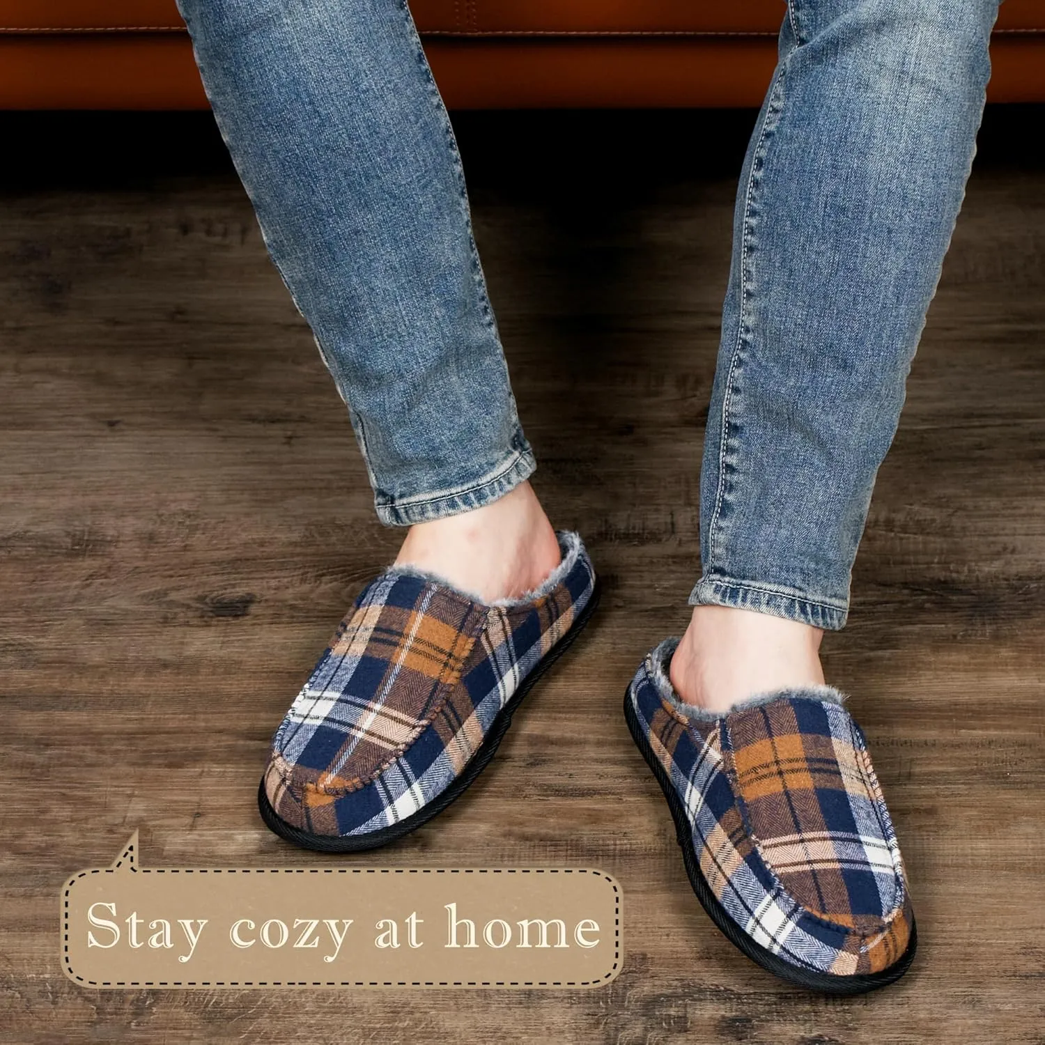 Men's House Slippers, Cozy Non-slip Home Shoes, Warm Comfy Indoor Outdoor Moccasin Slip Ons, Unique Christmas Gifts