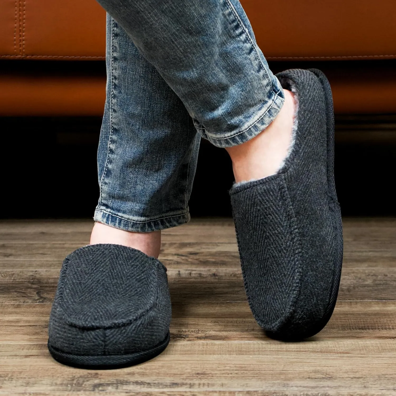 Men's House Slippers, Cozy Non-slip Home Shoes, Warm Comfy Indoor Outdoor Moccasin Slip Ons, Unique Christmas Gifts