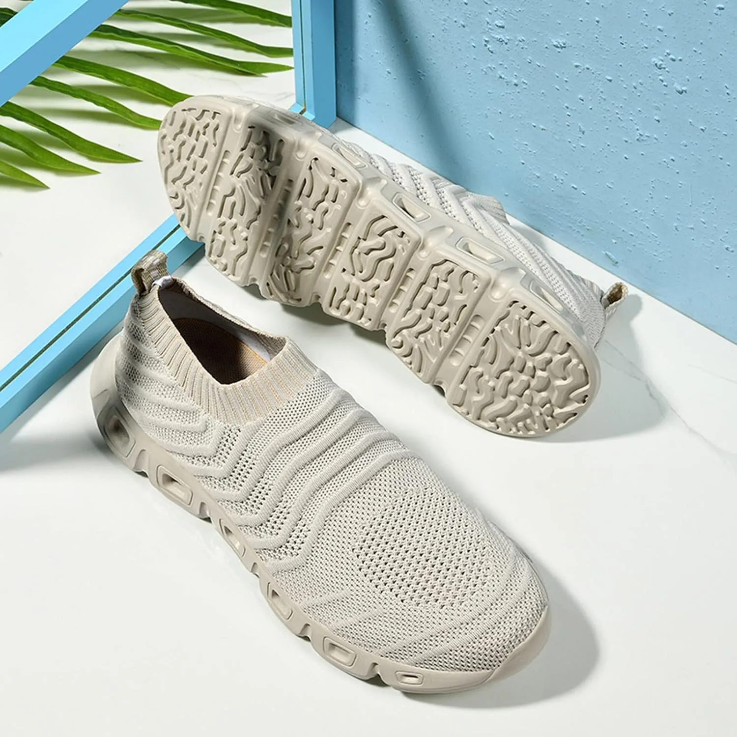 Men's Lightweight Cushion Sneakers Casual Sneaker Mesh Breathable Walking Shoe Convenient Elderly Slip On Shoes