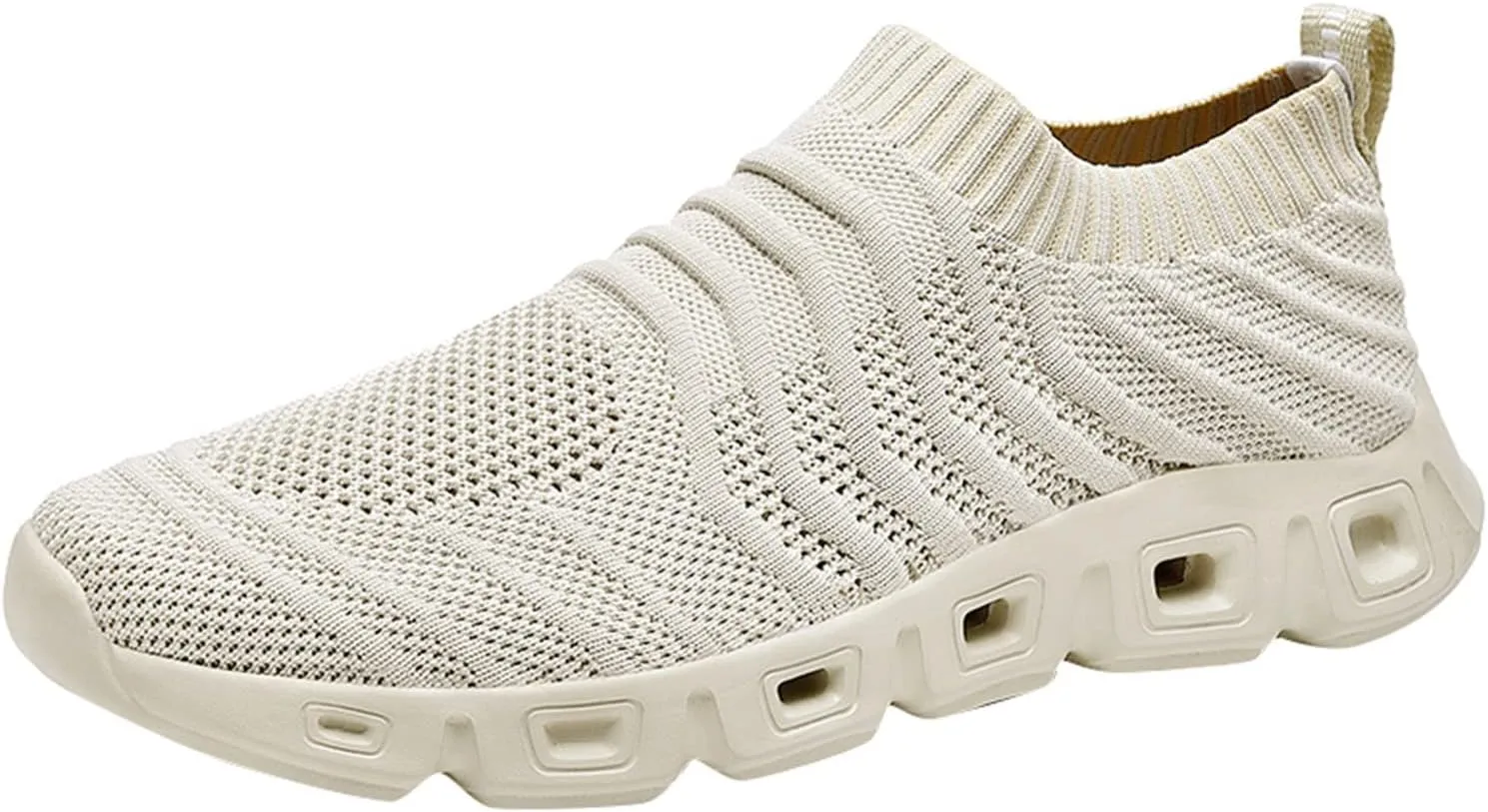 Men's Lightweight Cushion Sneakers Casual Sneaker Mesh Breathable Walking Shoe Convenient Elderly Slip On Shoes
