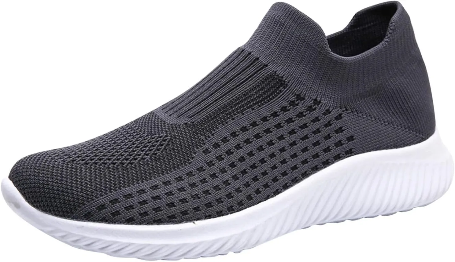 Mens Mid Top Slip on Shoes Arch Support Walking Shoes with Arch Support Lightweight Cushion Running Shoes for Men Breathable Mesh Knit Soft Sole Sneaker Non-Slip Comfy Work Shoe Men
