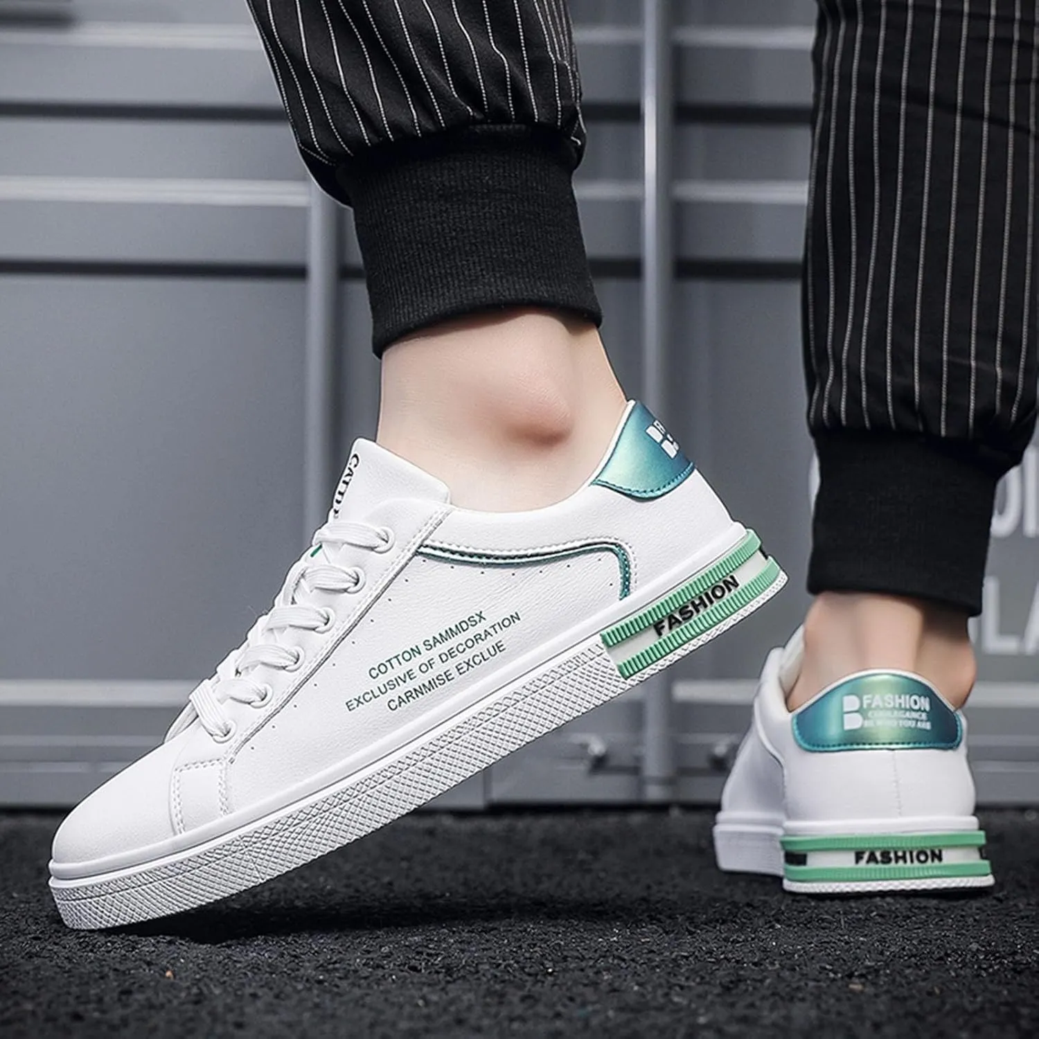 Men's Slip on Walking Shoes PU Leather Casual Dressy Memory Foam Breathable Mesh Fashion Sneakers Non Slip Arch Support Cushioning Athletic Running Shoes